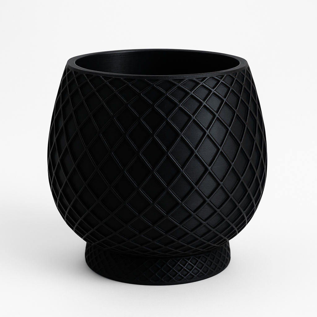 Maceta Decorativa Diamond Noir con Base