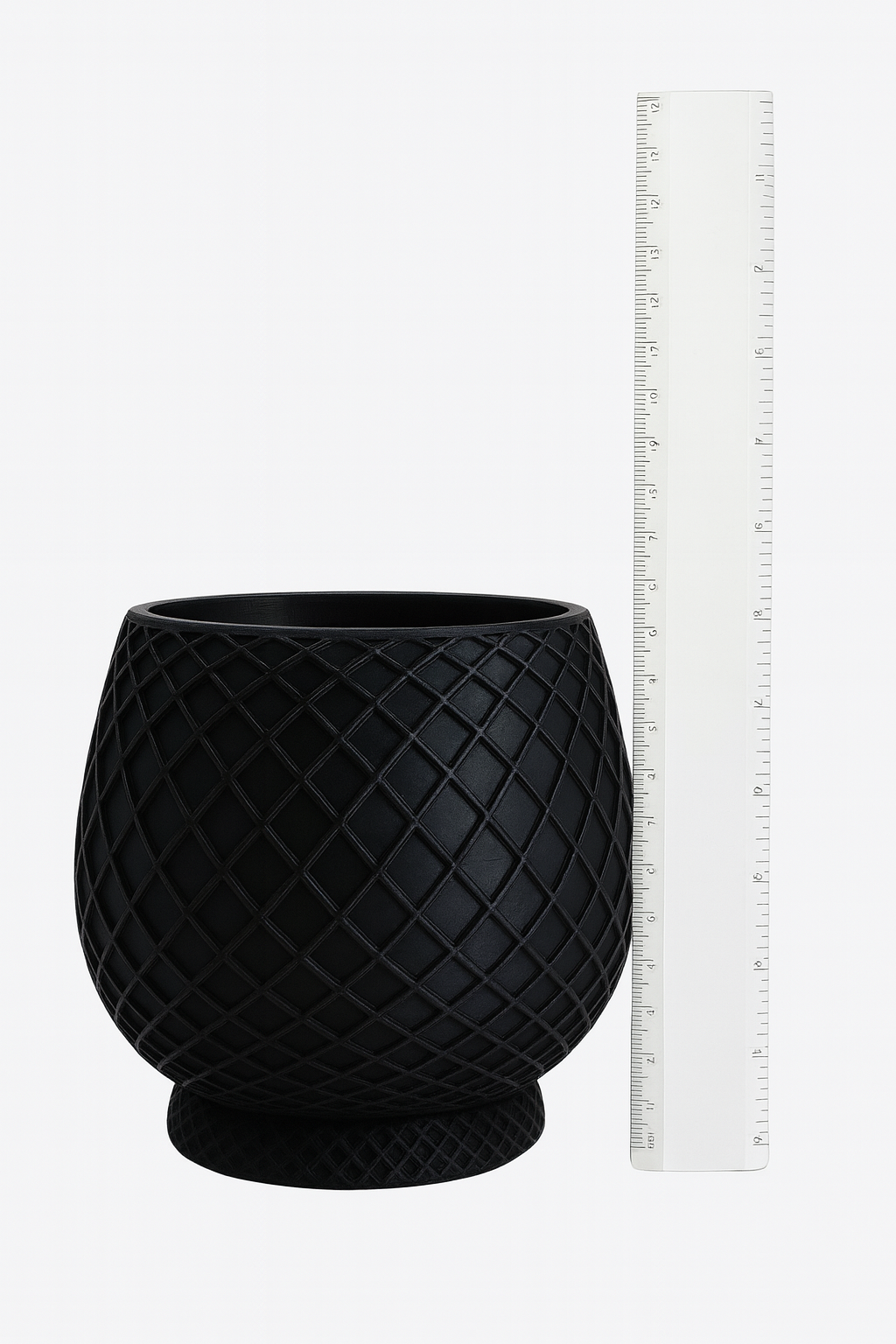 Maceta Decorativa Diamond Noir con Base